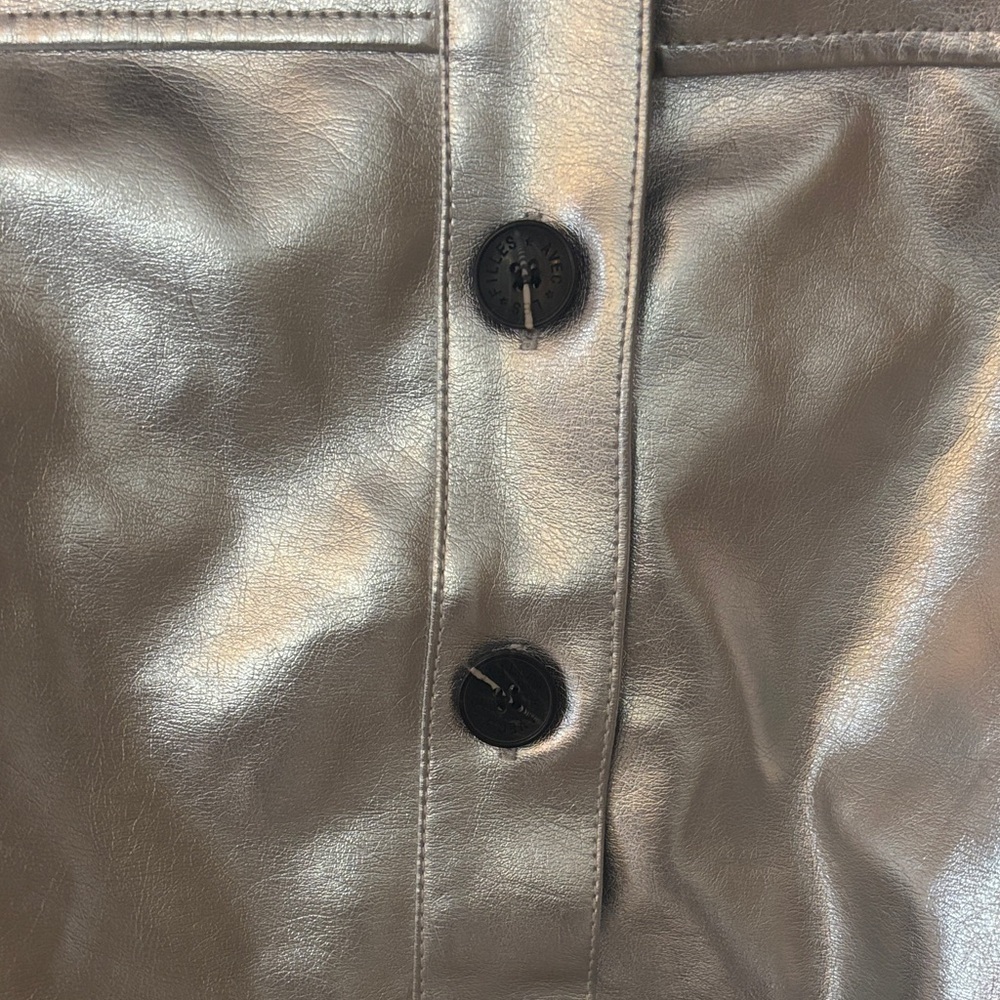 Avec Les Filles Shimmering Silver Leather Jacket - Picture 2 of 5